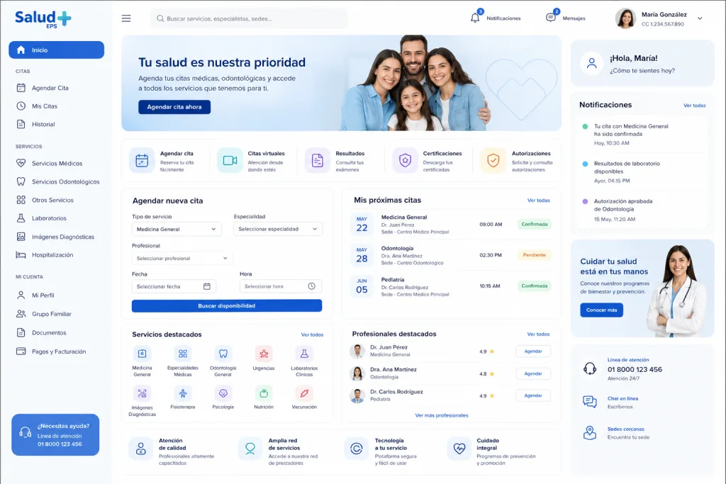 Salud+ EPS: Plataforma de Gestión de Servicios de Salud